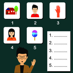 learning numbers 1 to 5 using various icons 3, count, study, student