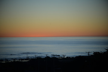 atardecer, mar, costa