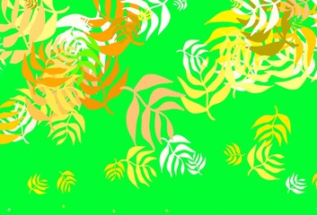 Fototapeta na wymiar Light Green, Yellow vector doodle backdrop with leaves.