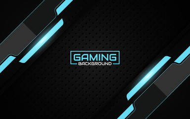 Abstract futuristic black and blue gaming background with modern esport shapes. Vector design template technology concept can use element game banner, sport poster, cyber wallpaper, web streaming