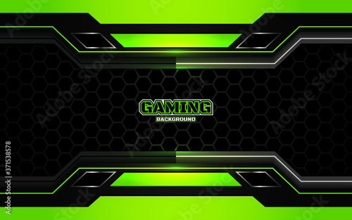Abstract Futuristic Black And Green Gaming Background With Modern Esport Shapes Vector Design Template Technology Concept Can Use Element Game Banner Sport Poster Cyber Wallpaper Web Streaming Wall Mural Majri