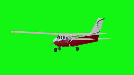 Old white plane. Green screen background. 3d rendering