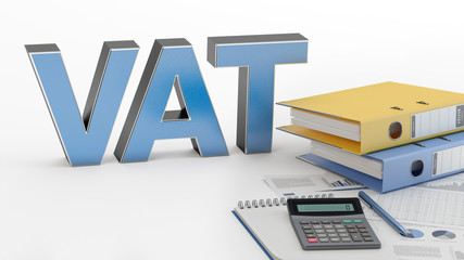 VAT tax and accounting office concept, 3d illustration - obrazy, fototapety, plakaty