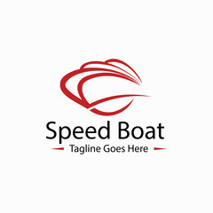 Speed boat logo design template. Vector illustration