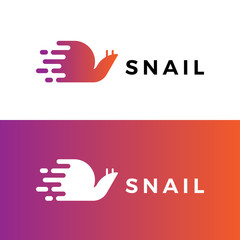 Fast snail logo. Icon vector.