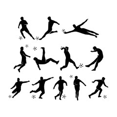 Football players sillhouettes. Soccer. Logo icon vector.