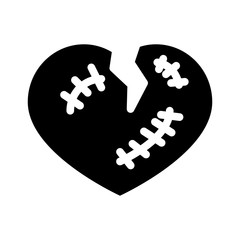 broken heart glyph icon vector illustration isolated