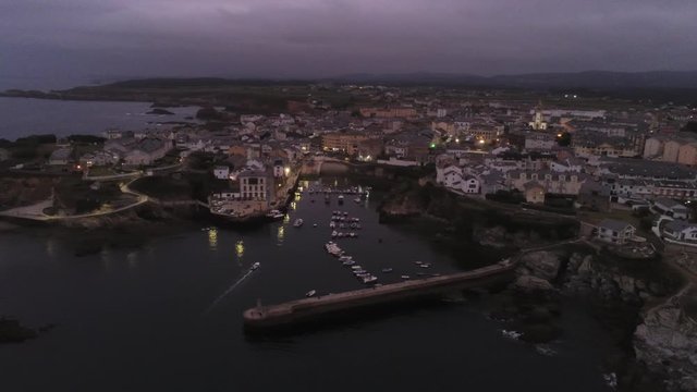 Tapia de Casariego. Coastal village of Asturias,Spain. Aerial Drone Footage
