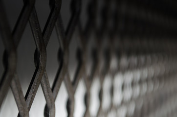 Selective focus of expanded metal mesh.