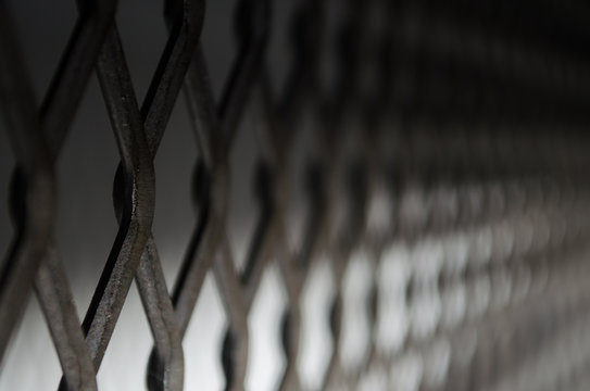 Selective focus of expanded metal mesh.