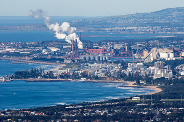 Obraz premium Steam from Steel Works Woolongong NSW Australia