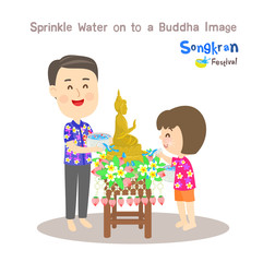 Sprinkle Water on to a Buddha Image Vector
Buddha Image for Songkran Festival Thailand
