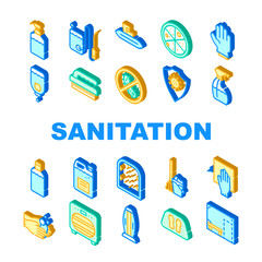 Sanitation Accessories Collection Icons Set Vector Illustrations