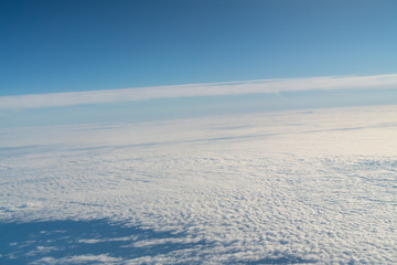 Wonderful view of the clouds from the airplane window.