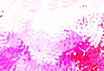 Light Pink vector natural backdrop with leaves.