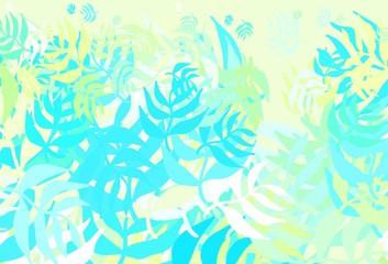 Fototapeta na wymiar Light Blue, Green vector natural backdrop with leaves.