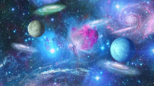 Sci-fi Space with galaxy and planet, Universe, Space, nebula