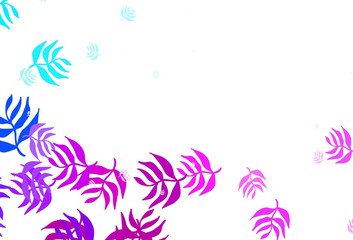 Fototapeta na wymiar Light Pink, Blue vector elegant pattern with leaves.