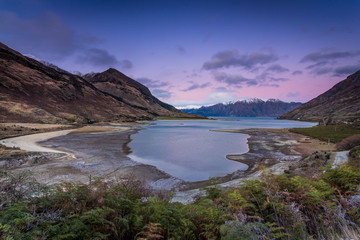 Naklejka premium Sunset over lake, New Zealand