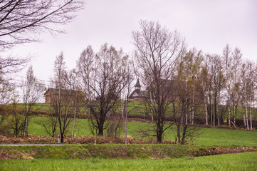 Agricultural field,brown soil farm landscape,Line of arable land.