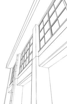 漫画風ペン画イラスト　学校_体育館