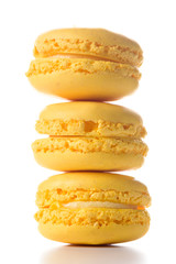 Three macaroons standing on top of each other
