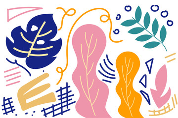 Trend abstract doodle variant object shape, circle, retangle. Pattern Object unique 