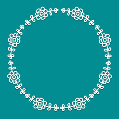 Hand drawn wreath made in vector. Leaves and flowers garlands. Romantic floral design element.