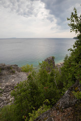 Georgian Bay from rugged Bruce Trail in Tobermory Ontario