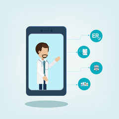 Online doctor service flat design vector illustration