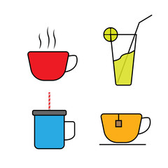 Set of vector icons for drinks on white background. EPS 10.