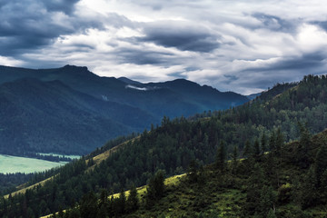 Mountain ranges on the Chike-Taman pass. Аltai republic