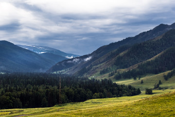 Fototapeta na wymiar Mountain ranges on the Chike-Taman pass. Аltai republic