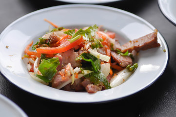 grilled pork salad, spicy pork salad