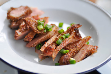 grilled pork , pork steak or sliced pork