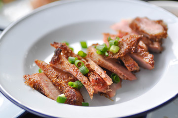 grilled pork , pork steak or sliced pork