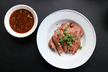 grilled pork , pork steak or sliced pork
