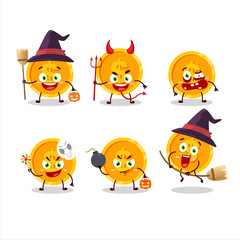 Halloween expression emoticons with cartoon character of coin