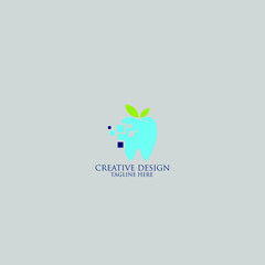 Digital pixel dental logo design template

