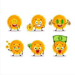 Coin cartoon character with cute emoticon bring money
