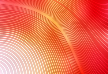Light Red, Yellow vector backdrop with curved lines.