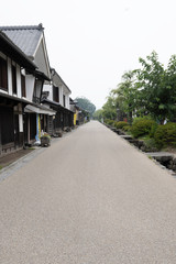 Fototapeta na wymiar Townscape of Unno Station on Hokkoku Road in Tomi City, Nagano Prefecture