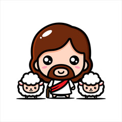 Jesus Christ character vector design shepherds sheep