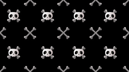 Fototapeta na wymiar Skeleton and skull seamless cartoon on black background , illustration concept