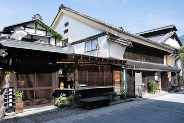 Old house with "udatsu", which is small fence of old rich Japanese house, in Yanagimachi of Ueda Station in Ueda City, Nagano Prefecture