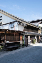 Old house with "udatsu", which is small fence of old rich Japanese house, in Yanagimachi of Ueda Station in Ueda City, Nagano Prefecture