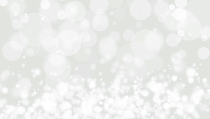 White lights bokeh, defocus glitter blur on gray background. Bokeh christmas blurred beautiful shiny.