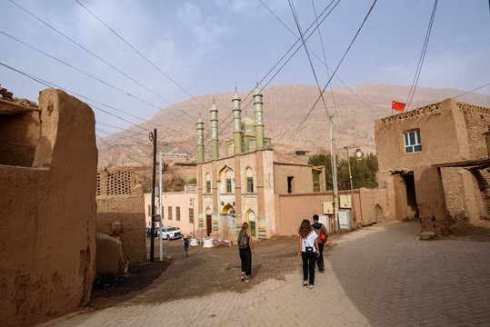 Ancient Tuyoq or Tuyugou or Tuyuk oasis-village in the Taklamakan desert near Turpan, Xinjiang, China