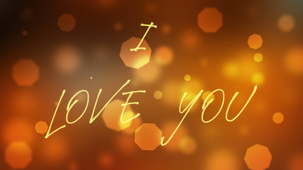 Kartka z napisem I love you z bokeh i złotym tłem © gosia