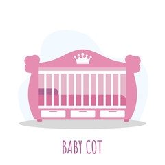 Cot icon. Simple element from baby things icons collection. Creative baby cradle for ui, ux, apps, software and infographics. Vector illustration in flat style.